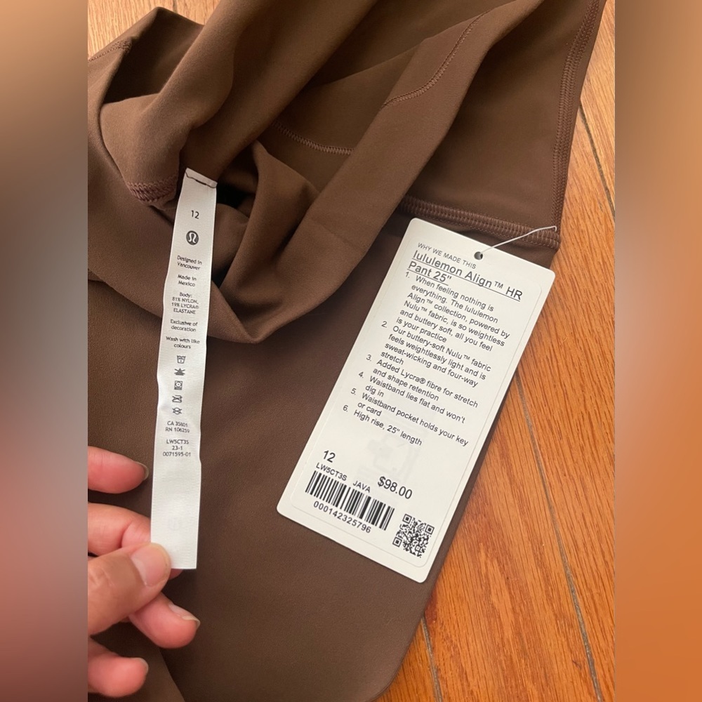 Nwt Lululemon Align 25” Leggings In Java Size 8, … - image 6